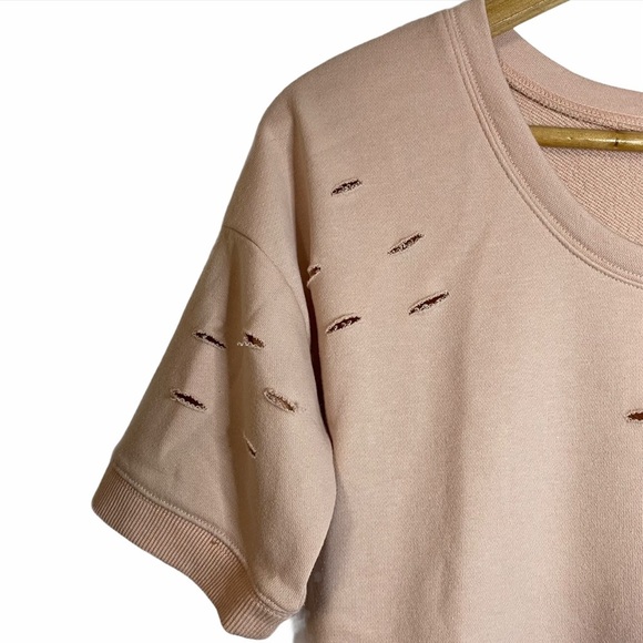 Central Park West Distressed Ripped Retro Peach T-Shirt Short Sleeve Small S - Picture 7 of 11